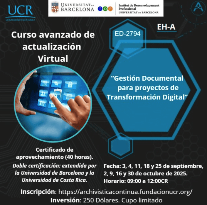 Curso avanzado de actualización virtual en Archivística